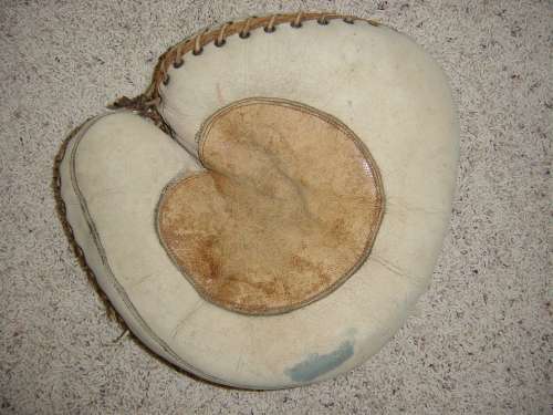 White Sewn Pocket Catchers Mitt Front